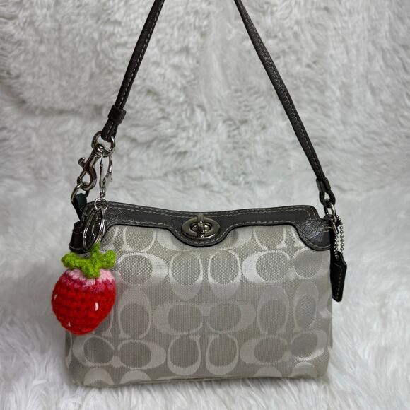 y2k COACH Gray Signature Canvas Mini Purse / Wristlet - Picture 1 of 13